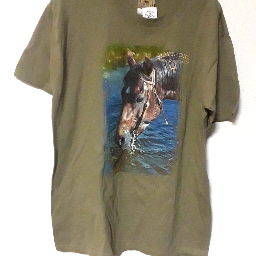 *C8 - MNS NEW VTG. HABITAT HORSE WATER DRINK LG SHIRT RARE RETIRED HAWTHORN